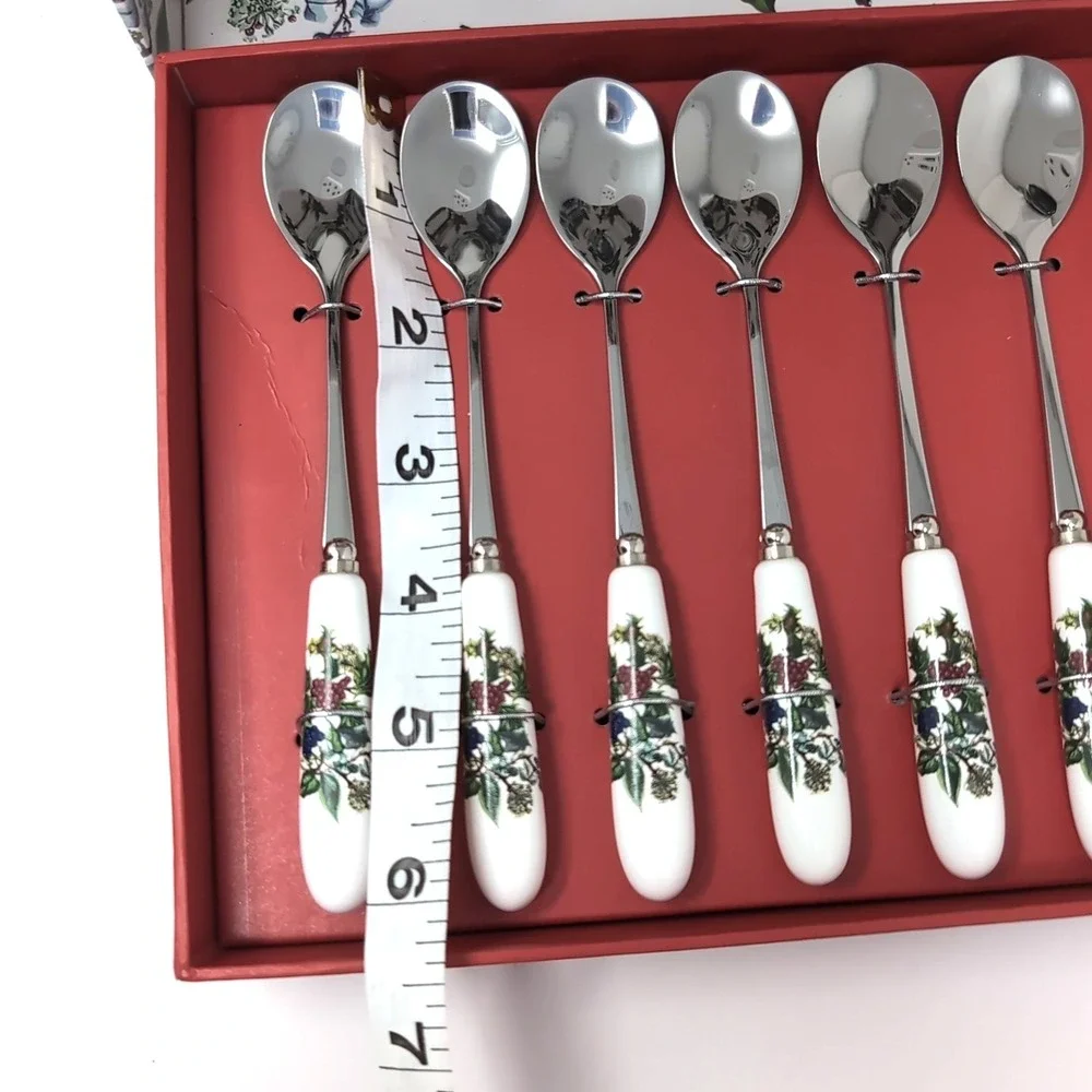 Portmeirion The Holly and the Ivy Teaspoons Set of 6 Porcelain Handle New In Box